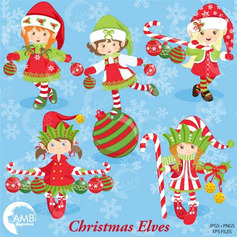 Christmas Girl Elves - AMBillustrations.com