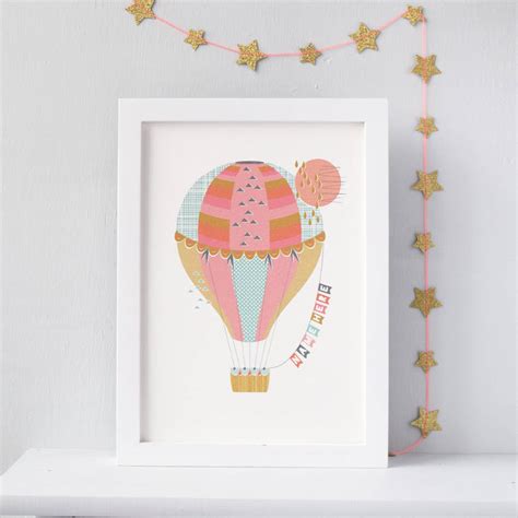 Personalised Hot Air Balloon Nursery Print By Merry Mo Mo