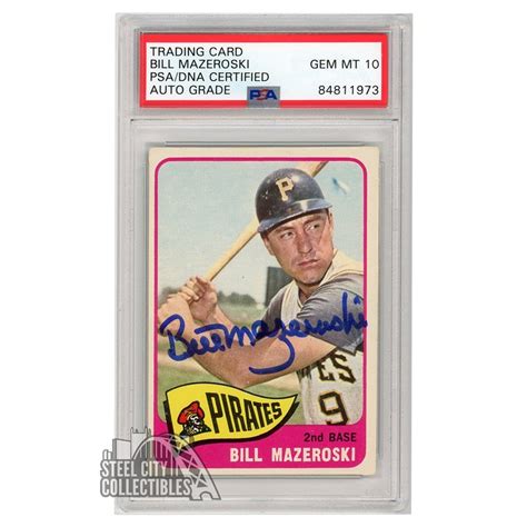 Bill Mazeroski 1965 Topps Autograph Card 95 PSA DNA 10 Steel City