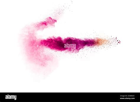 Pink Powder Explosion On White Background Pink Dust Splash Cloud