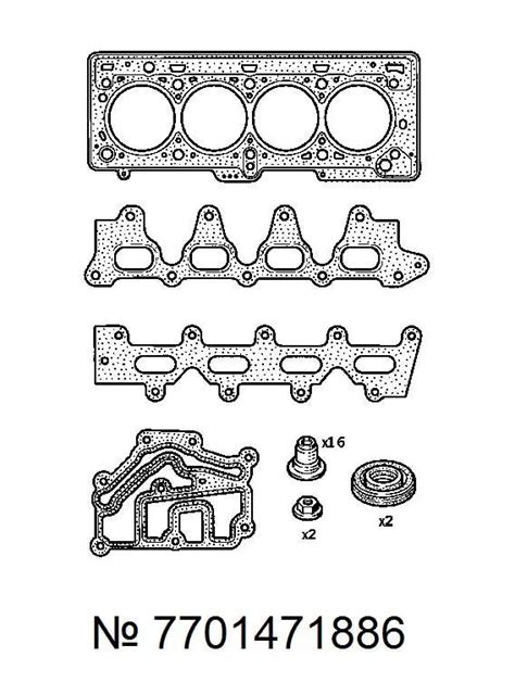 Комплект прокладок двигателя LADA Largus, Renault Logan K4M (K4J), 1.6L ...