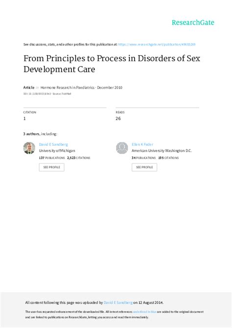 Pdf From Principles To Process In Disorders Of Sex Development Care