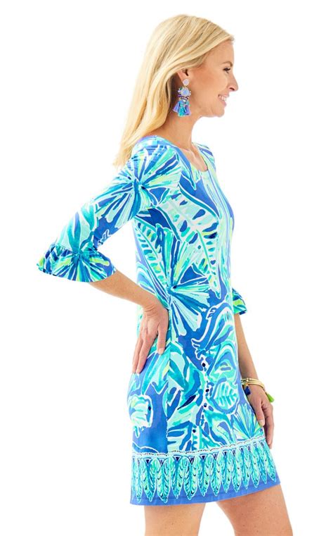 Lilly Pulitzer Upf 50 Sophie Ruffle Dress Beckon Blue Palm Passage