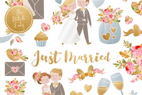 Wedding Day And Marriage Clipart Set