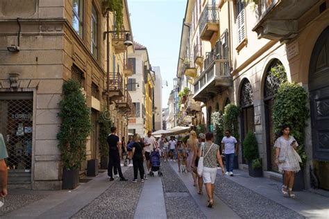 Milan Italy August 13 2022 Typical Street In Neighborhood Brera In