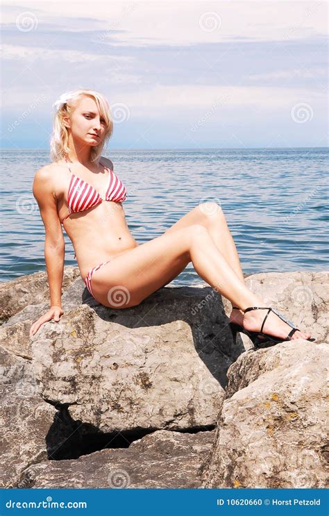 Bikini Girl On The Rocks Stock Photo Image Of Panties