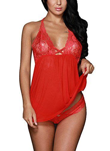 Dokotoo Femme Nuisette En Dentelle Sexy Robe De Nuit Noeud Lingerie