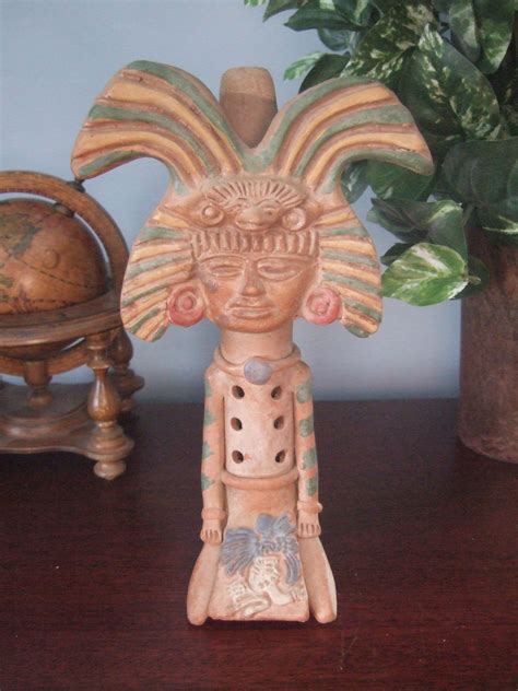 Vtg Mayan Aztec Inca Clay Flute Pottery Ocarina Musical Etsy