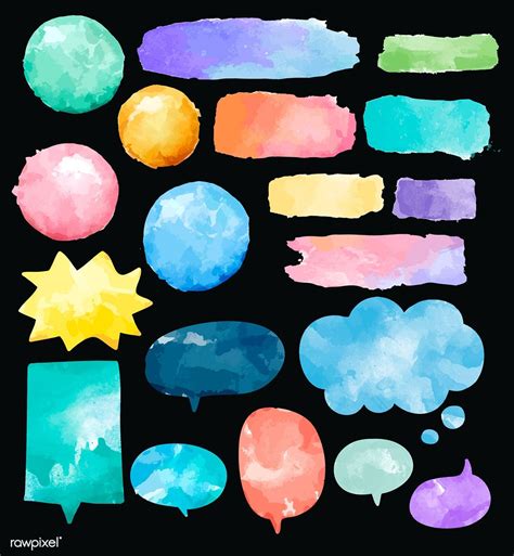 Watercolor Speech Bubbles On Black Background