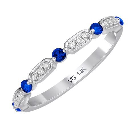 Barry Hyatt Jeweler 14K White Gold Diamond And Sapphire Stackable Ring