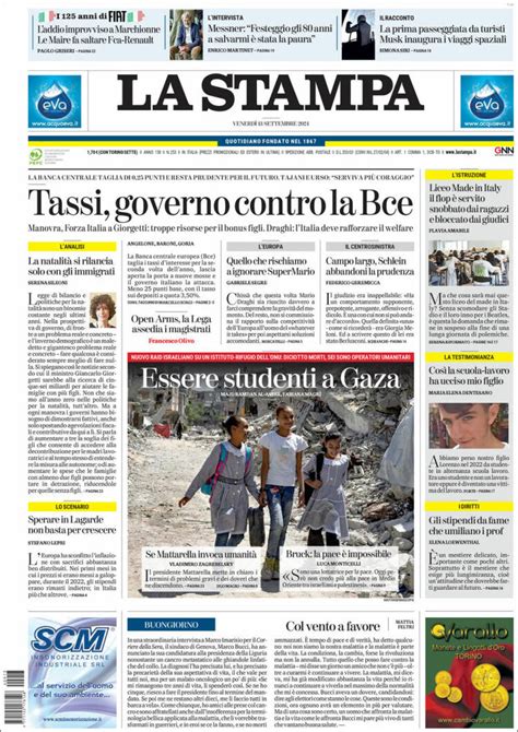 Newspaper La Stampa Italy Newspapers In Italy Today S Press Covers