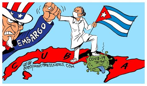 editorial cartoon: Cuba fights COVID-19 amid US embargo