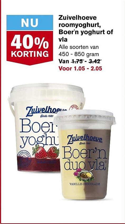 Zuivelhoeve Roomyoghurt Boer N Yoghurt Of Vla Aanbieding Bij Hoogvliet