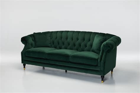 Carmen - 3 Seater Deluxe Chesterfield Sofa, Green Velvet | Furniture Outlet