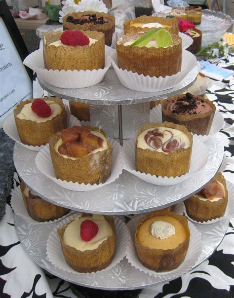 3 Tiers Of Mini Cheesecakes In Scrumptious Assorted Flavors Like Pumpkin Spice And Fudge Marble