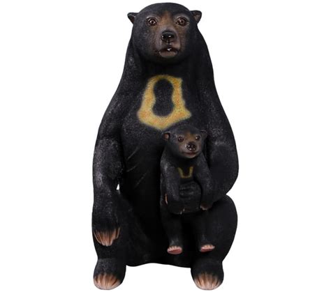 Sun Bear Sitting with Cub Sculptures - Natureworks