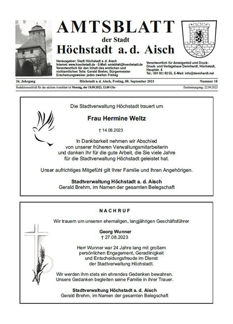 H Chstadt A D Aisch Amtsblatt