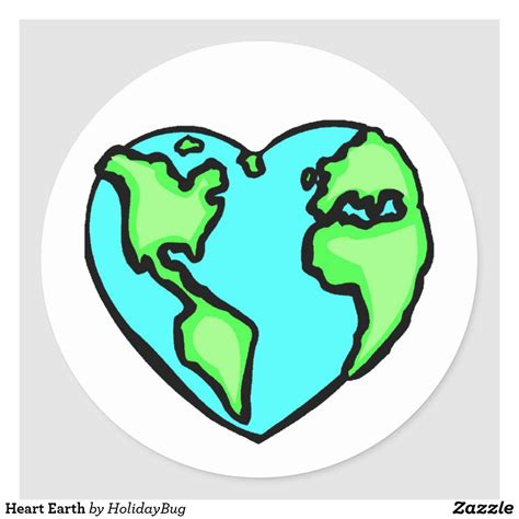 Heart Earth Classic Round Sticker Zazzle In Earth Drawings