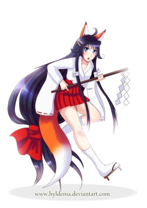 Kitsune Miko By Hyldenia On Deviantart