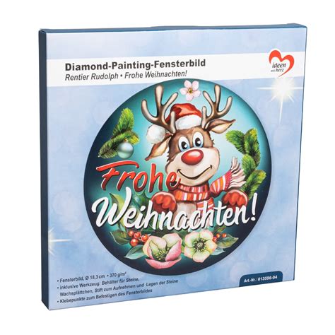 Diamond Painting Fensterbild Rentier Rudolph Frohe Weihnachten