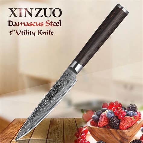 XINZUO 5 Inch Utility Knife 67 Layers Damascus Kitchen Fruit Knife