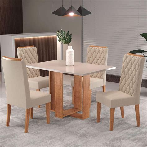 Mesa De Jantar Lugar Floripa Seda Blonde Nude Viero Mveis Pontofrio