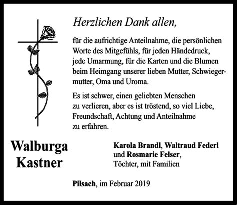 Traueranzeigen Von Walburga Kastner Mittelbayerische Trauer