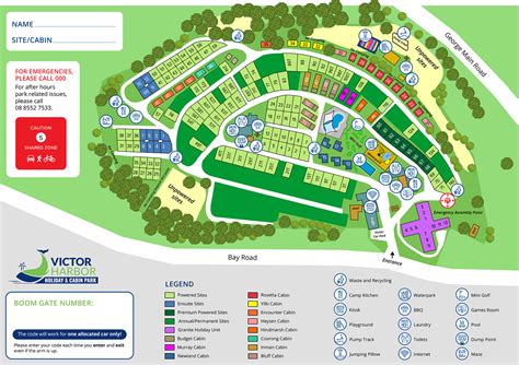 Park Map - Cabin and Site Plan for Victor Harbor Holiday and Cabin Park