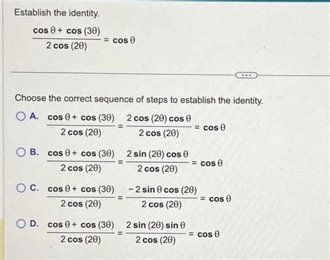 Solved Establish The Identity Cos Cos Cos Cos Chegg