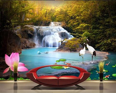 3D Mural Beautiful Landscape Painting Fine Water Long Stream Natural