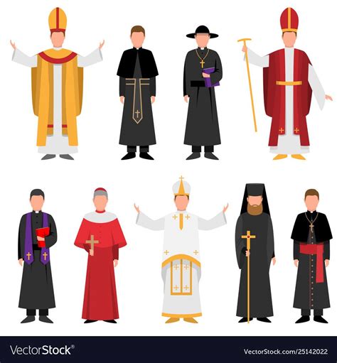 Set priest catholic or christian religion in Vector Image Priest Outfit ...