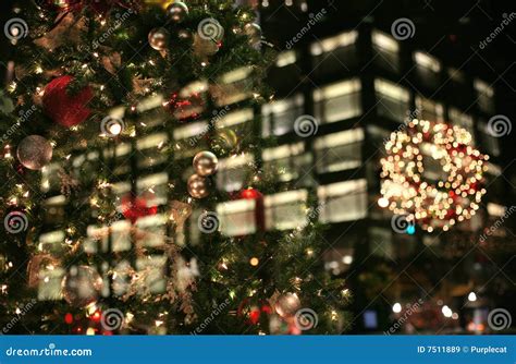 Christmas Lights In The City Stock Image Image Of Reflection Dark