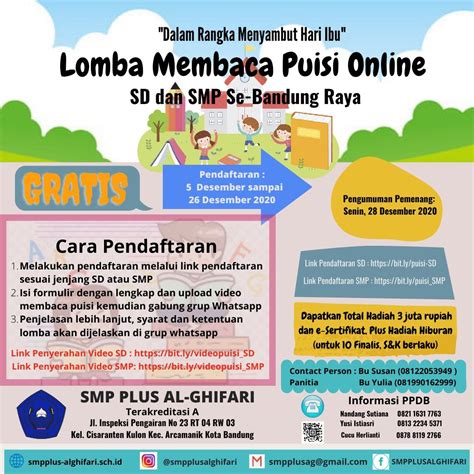 Al Ghifari Adakan Lomba Baca Puisi Tingkat Sd Dan Smp Se Bandung Raya