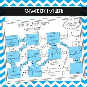 Parallel Lines Cut By A Transversal Solving Equations Worksheet Pdf ...