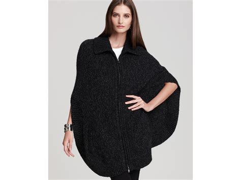 Lyst Dkny Knit Poncho With Front Zipper In Gray