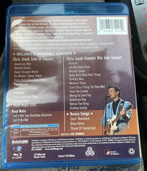 Chris Isaak Live In Concertgreatest Hits Live Concert Blu Ray Disc