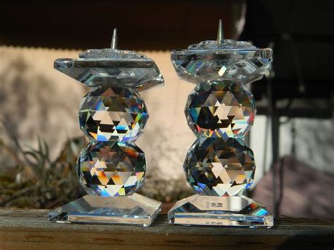 Vintage Swarovski Crystal Candleholder Pin Style Set Of