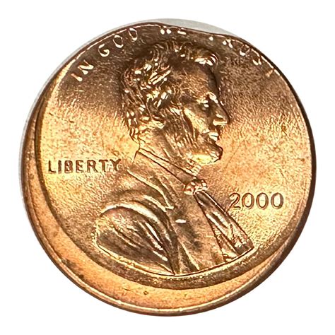 2000 U S Lincoln Memorial Cent Red Error Off Center Strike And Clipped Planchet