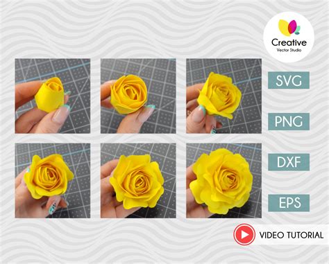 Rose Svg Paper Flower Template Creative Vector Studio