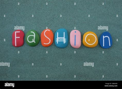 Fashion Word Composed With Multi Colored Handmade Stone Letters Over