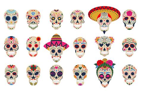 Dia de los muertos skulls. Day of the dead festival skulls,