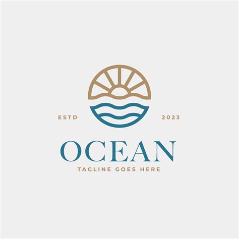 Creative minimalist beach ocean badge logo design concept vector illustration idea 24185583 ...