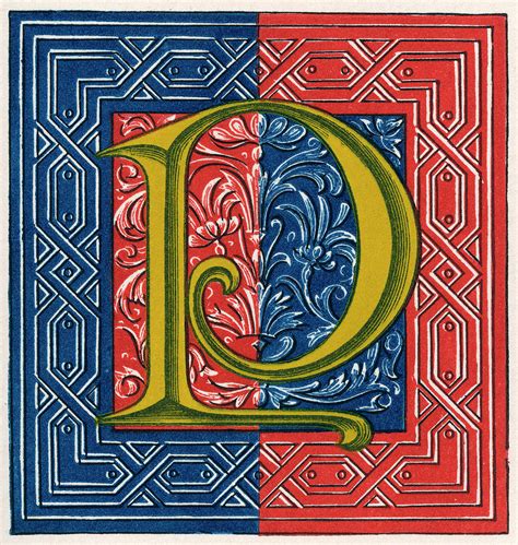 Illuminated Letter P In A Medieval Style Drawing By Mary Evans Picture