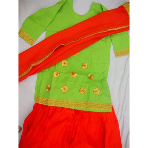 Orange green custom made GIDDHA Costume outfit dance dress - muteyaar.com