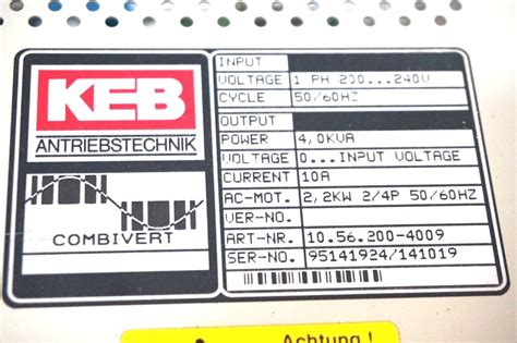 Gebraucht KEB 10 56 200 4009 Ac Antrieb 10562004009 EBay