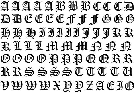 Old English Fonts Alphabet