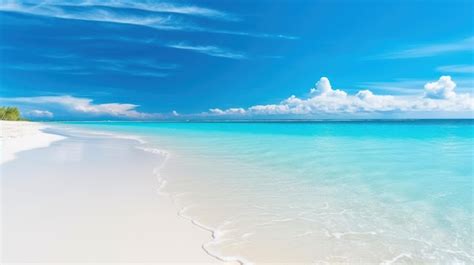 Premium Ai Image A Stunning Beach With Crystal Clear Blue Water And