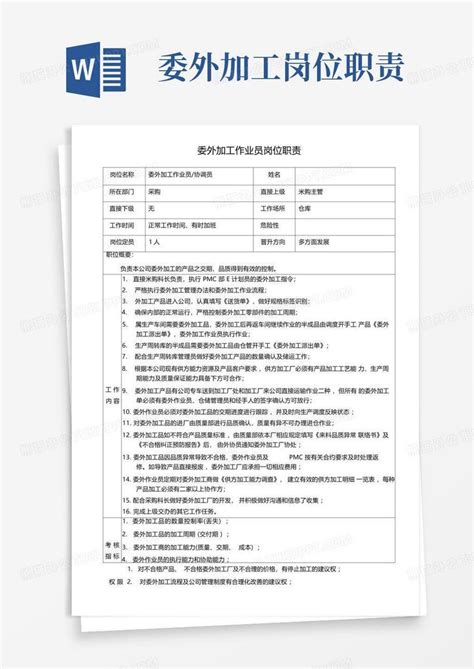 委外加工岗位职责word模板下载 编号lpxzawvr 熊猫办公