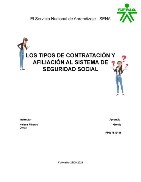 Actividad El Servicio Nacional De Aprendizaje Sena Los Tipos De