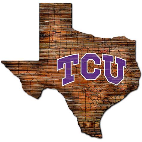 Fan Creations Texas Christian University Distressed State Logo Sign | Academy